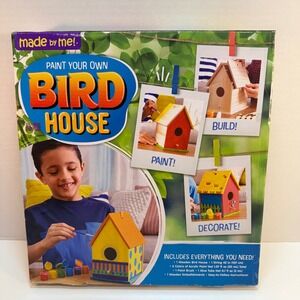 Made By Me Paint Your Own Bird House Craft Kit Kids Fun Easy Assemble Decorate